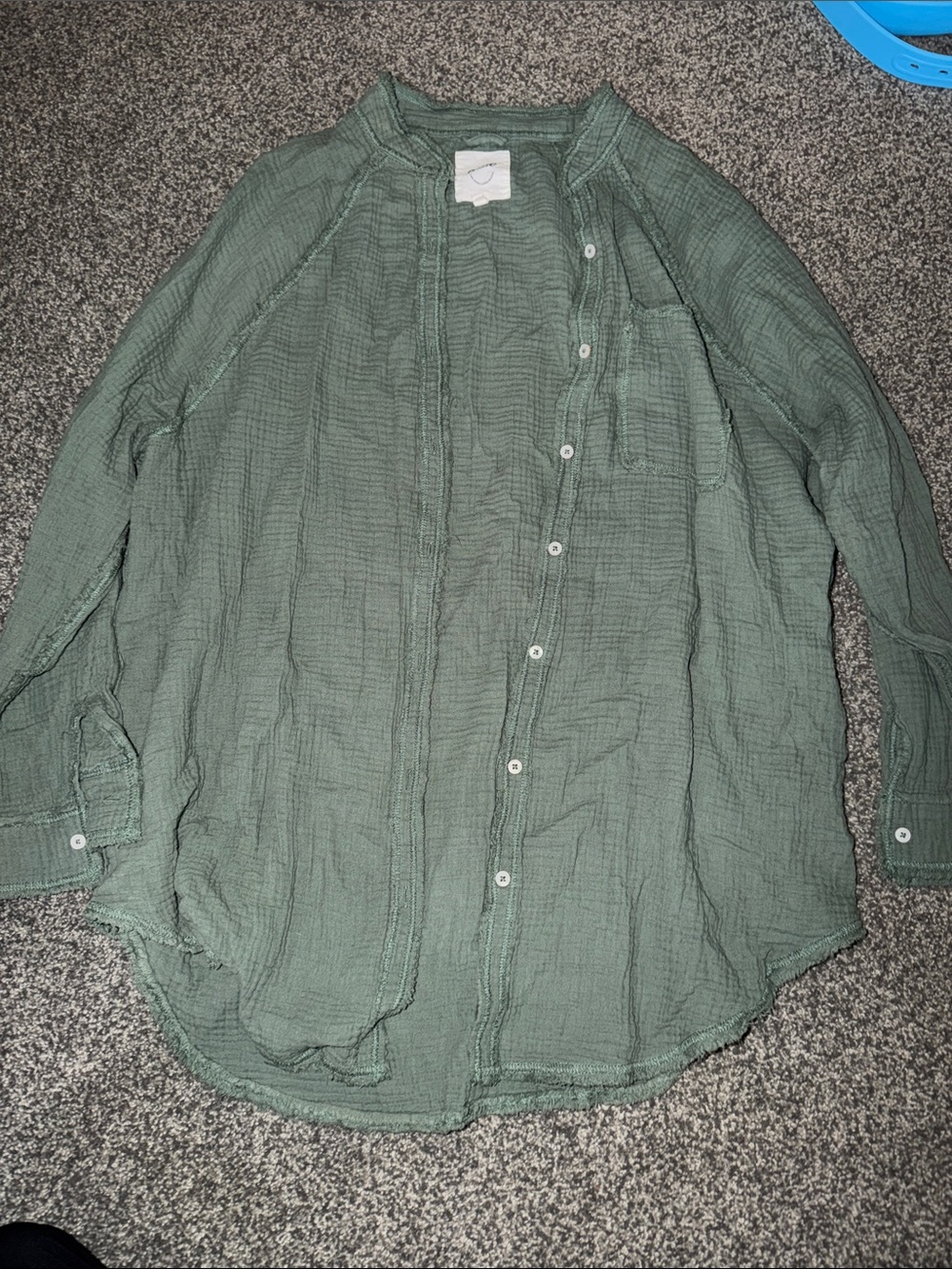Women’s Olive Green Button-Down Textured Shirt (aerie)